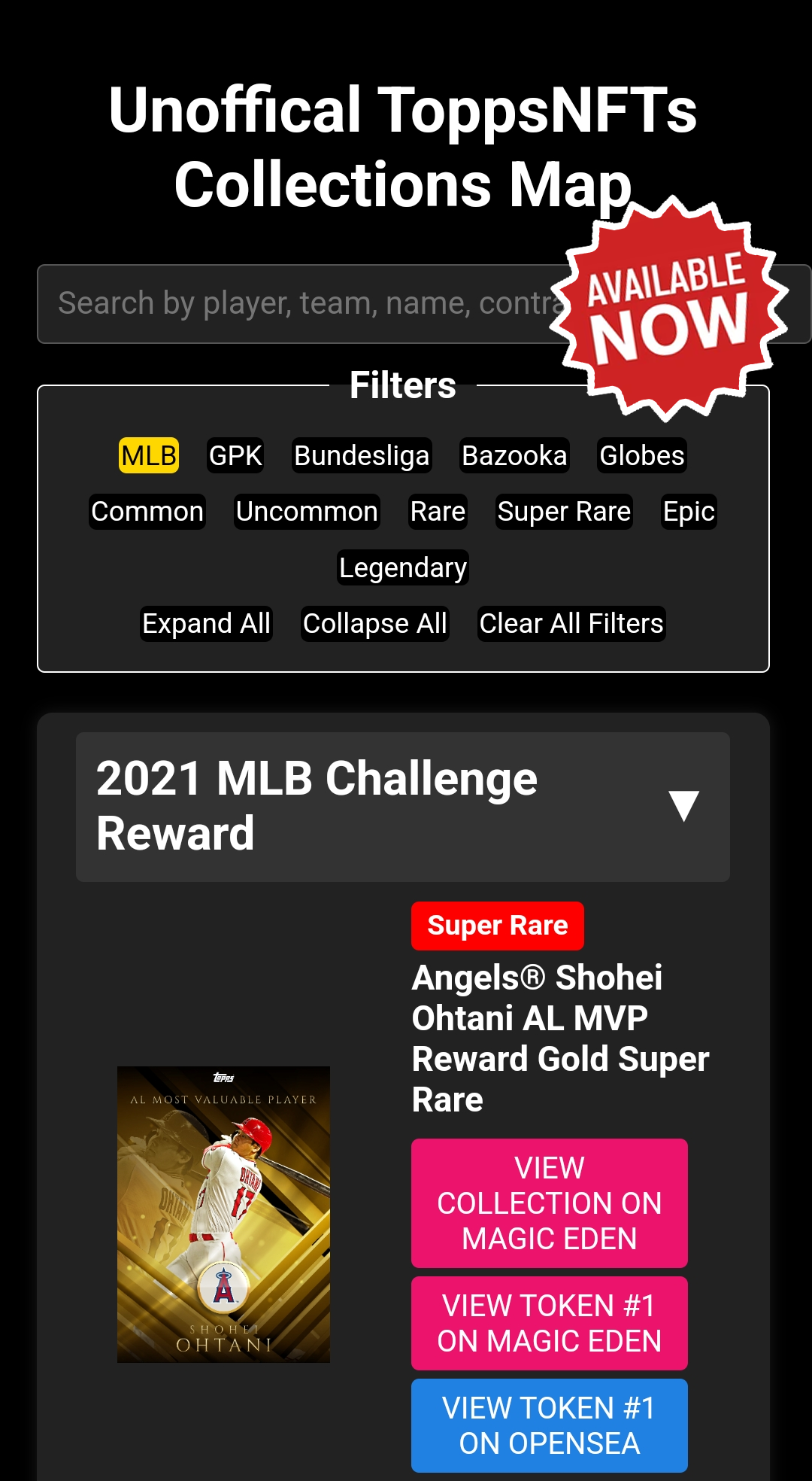 Unofficial ToppsNFTs Collections Map